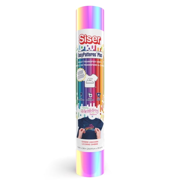 Siser EasyPatterns Plus Heat Transfer Vinyl, Ombre Unicorn, 6 Pack