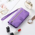 thumbnail image 4 of Dteck for Samsung Galaxy A36 5G Wallet Case with Card Holder for Women Men, Embossed PU Leather Zipper Purse Card Holder Flip Folio Shockproof Cover with Wrist Strap, Purple, 4 of 4