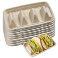 thumbnail image 2 of Sioweci Disposable Taco Holders for Parties Sturdy Taco Tray Holder with Dividers Eco-Friendly Taco Plates Packaging Box for Events Taco Bar Serving Set 10 pcs, 2 of 13