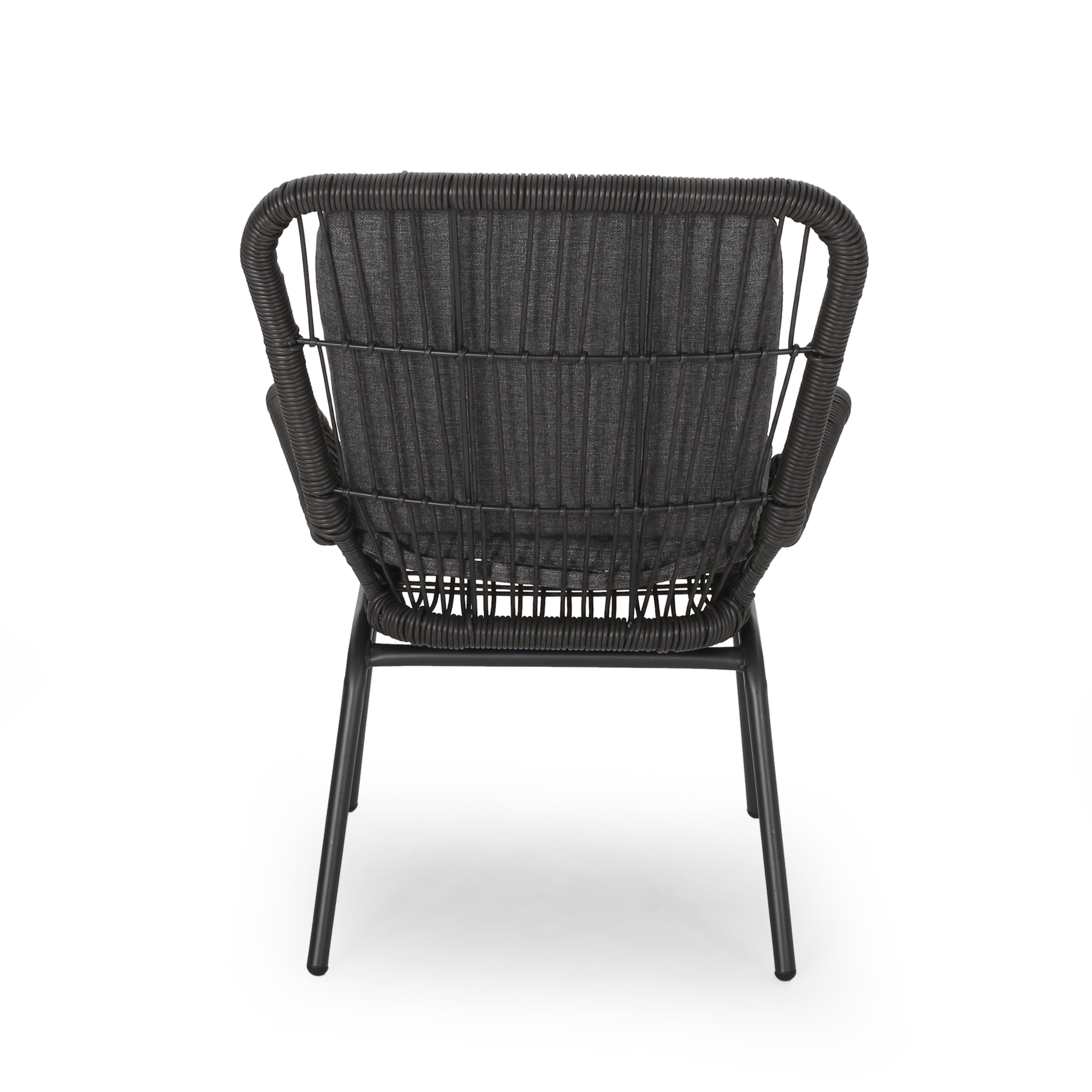 Annelise Outdoor Wicker Club Chair with Cushions, Set of 2, Gray and Dark Gray