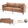 thumbnail image 4 of Esright 84.2” Tufted Leather Sofa Couch Mid-Century Modern Couches for Living Room,Apartment,Office (Brown), 4 of 7