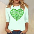 thumbnail image 1 of Meichang Hauts à Manches 3/4 pour Femmes T-Shirts de la Saint-Patrick Trèfle Chanceux T-Shirts Graphiques Col Rond Chanceux Irlandais Tops Printemps Liquidation, 1 of 5
