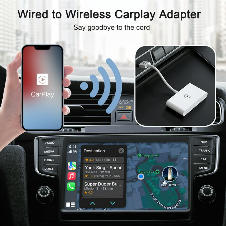 Virwir Carplay Wireless Adapter, for iPhone 6 and Above Supported Original  Models with Wired Carplay, Usb Receiver, White