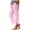Pink, variant on Women's Split Side Straight Leg Pants Relaxed Fit Elastic Waisted Trousers with Pockets S-XXL