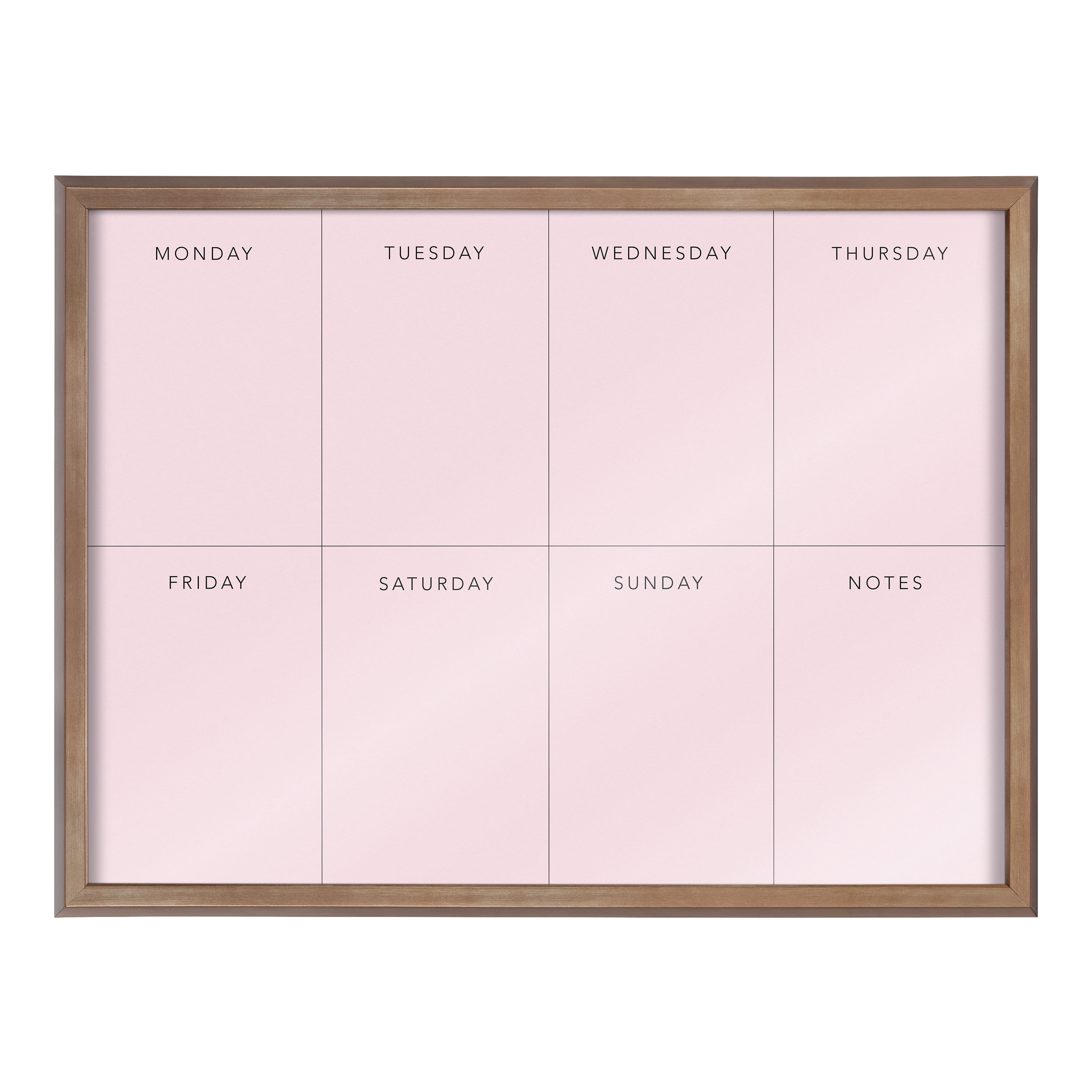 Kate and Laurel Blake This Week Framed Pink Printed Glass Dry Erase Wall Art by The Creative Bunch Studio, 18x24 Gold, Weekly Calendar Printed Glass Wall Organizer