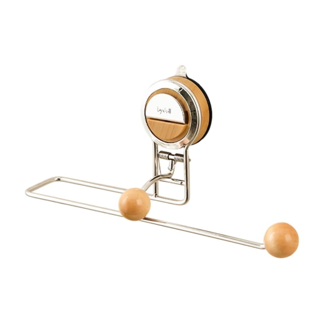 Soporte para papel de cocina, soporte para colgar paños de cocina, montado en la pared, fácil de instalar, resistente al óxido, sin taladro, soporte Color madera natural