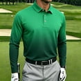 thumbnail image 5 of AKOEE Polos Golf Shirts for Men Gradient Color Button Collared Tops Sports Casual Long Sleeve Blouses, Green L, 5 of 6
