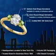thumbnail image 2 of Gem Stone King 10K Yellow Gold White Topaz and Green Peridot Engagement Ring for Women | 2.10 Cttw | Oval 8X6MM | Gemstone November Birthstone | Size 6, 2 of 6