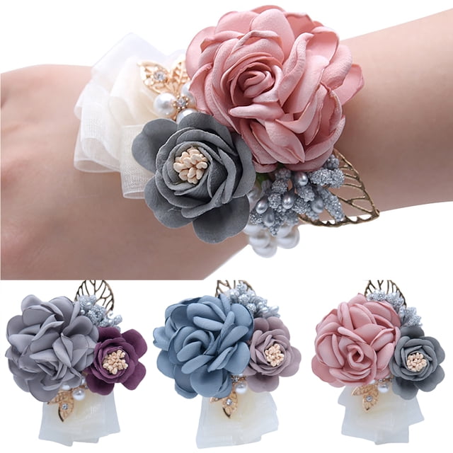 Neinkie Girl Bridesmaid Wedding Wrist Corsage Party Prom Hand Flower Decor
