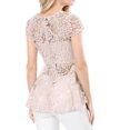 thumbnail image 4 of MODA NOVA Juniors Round Neck Cap Sleeves High Low Hem Lace A Line Peplum Blouse, 4 of 7