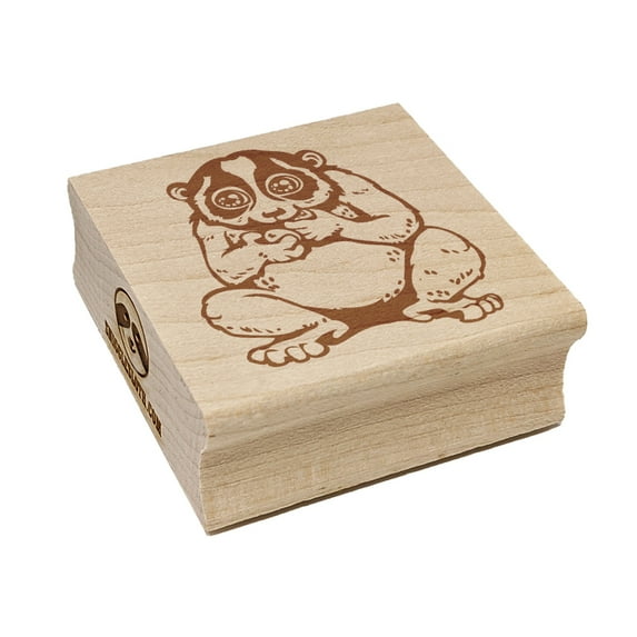Slow Loris Eating Grapes Square Rubber Stamp Stamping Scrapbooking Crafting - Medium 1.75in