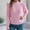 Pink, variant on EchfiProm Sweaters Women Pullover Christmas Mock Neck Pink Work Knit Long Sleeve Ruffle Sleeve Solid Sweater Top S
