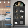 thumbnail image 4 of Huisuilinss Metal Arched Cabinet,73" Kitchen Pantry Cabinet With Glass Doors,Arched Bookcase Bookshelf,Storage Cabinet With 1 Drawers,Freestanding Display Cabinet For Dining Living Home Office, 4 of 7