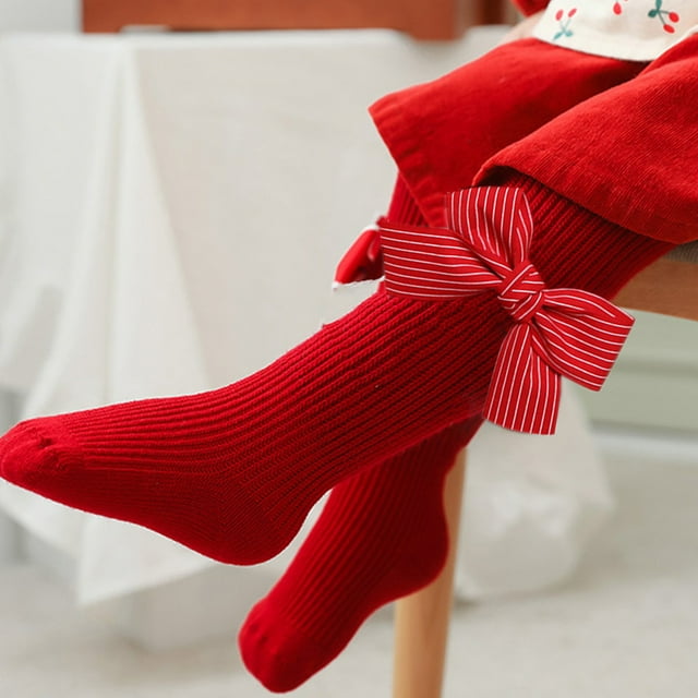 TopLLC Pantalons Fille Noël Grands Collants Rouges Noël Chaussettes à Pieds Chauds Bas Adaptés pour 3 Mois - 6 Ans Collants Rouges