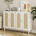 thumbnail image 5 of 2025 New Rattan Sideboard Buffet Cabinet, 4 Doors Accent Storage Cabinet, Console Table Coffee Bar with Power Outlet, Adjustable Shelves for Kitchen, Dining Room, Hallway, Living Room, 5 of 8