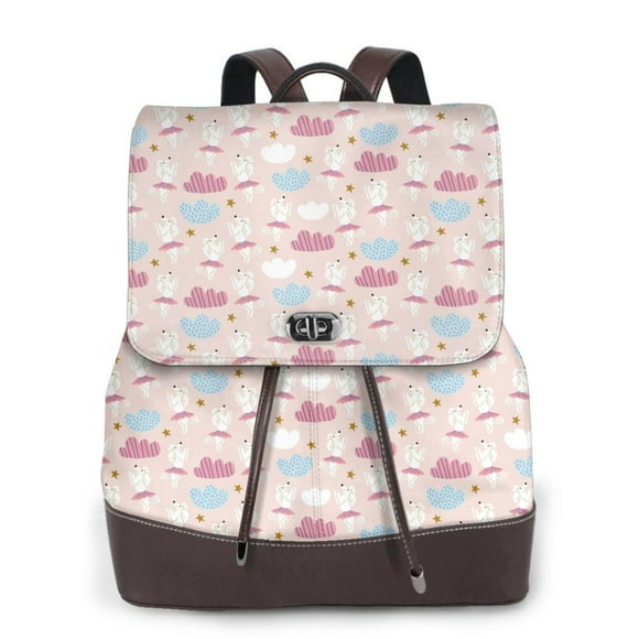 Cauagu Poodle In Ballet Skirts Dancing Pattern Leather Backpack for Women Ladies,Laptop Backpack PU Leather Purse Daypacks Bags for Travel Work