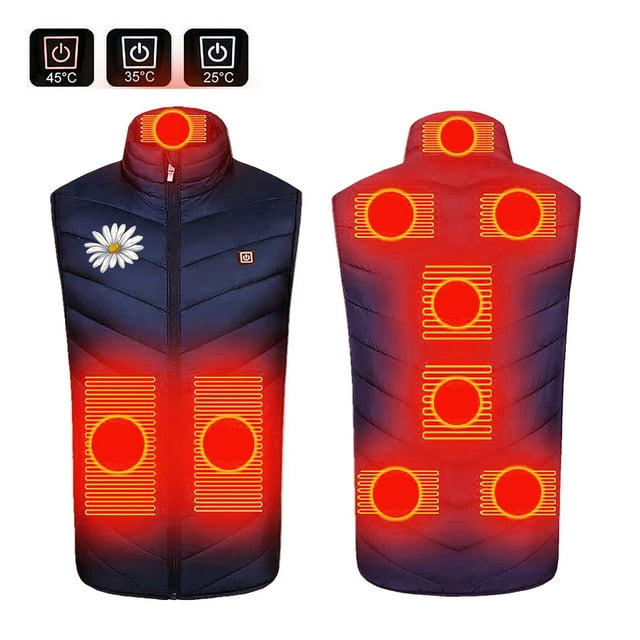 DPTALR Heated Vest for Men Women, 3 Heating Levels , Nine Heating Zones, Large Size Temperature Controlled Rechargeable Lightweight Warm Winter Electric Heated Vest