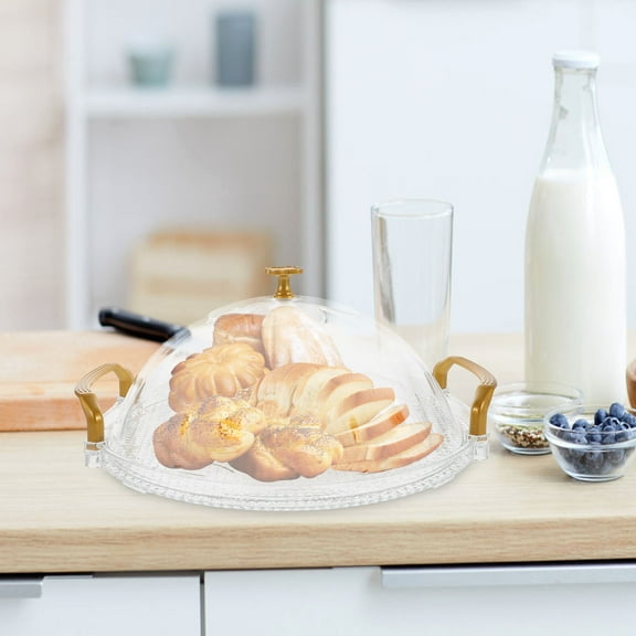 Masteelf Large Round Serving Platter Tray with Lid for Food Serving, Decorative Coffee Table Tray, Perfect for Parties and Entertaining