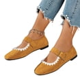thumbnail image 5 of YOUYEDIAN Mary Jane Shoes Women Versatile Slip On Square Toe Comfy Low Heel Flats Lace Deco Casual Fashion Dress Shoes, 5 of 5