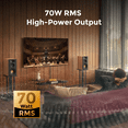 thumbnail image 3 of ULTIMEA 3-Way Powered Bookshelf Speakers with 5.25" Woofer, 70W RMS, App, Edge Horn & BassMX, SUB Out & HDMI ARC for Home Theater, Bluetooth 6.0, Auracast, Grille-Free Design, BS-3, 3 of 11