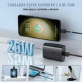 thumbnail image 3 of Cargador Rápido Tipo C De 25w Para Samsung Galaxy Con Cable negro, 3 of 5