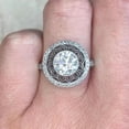 thumbnail image 5 of Vintage Milgrain Bezel Set Diamond Ring, Antique Filigree Ring, Halo Diamond Engagement Ring, 14K White Gold Plated, 2.2 Ct Simulated Diamond, 5 of 5