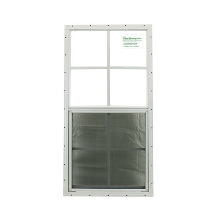 Shed Windows and More 18" W x 36" H White (Flush Mount) Shed Window Tempered Glass with Screen Chicken Coop Playhouse