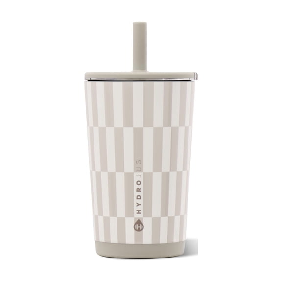 HydroJug Everyday Tumbler 14 oz, Ceramic-Lined Straw Cup, Latte