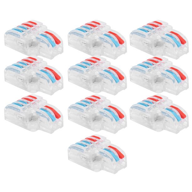 10 piezas de terminales de abrazadera de bloque de cable, 2 entradas, 4 salidas, conectores eléctricos de cableado rápido de color LT-422