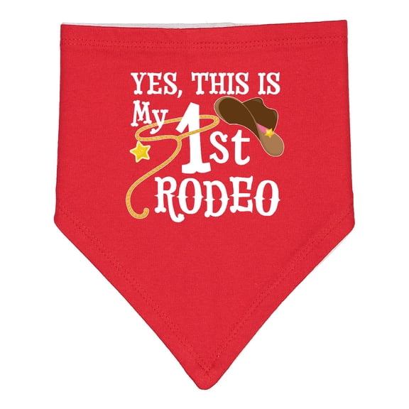 Inktastic Yes, This is My 1st Rodeo Cowboy Hat and Lasso Baby Bandana Bib