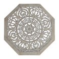 thumbnail image 6 of DecMode 33" x 18" Light Gray Wood Handmade Intricately Carved Floral Coffee Table with Hollow Interior, 1-Piece, 6 of 13