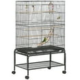 thumbnail image 1 of PawHut Cage à Oiseaux avec Support Roulant, Jouets, pour Perruches Canaris Noir, 1 of 10