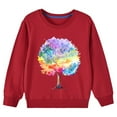 thumbnail image 1 of 2025 2-10Y Toddler Child Fall and Winter Pullover Tops Middle Big Girls Solid Color Long Sleeve Sweatshirt Red, 1 of 4