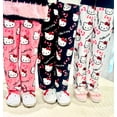 thumbnail image 4 of Sanrio-pantalones de pijama de franela de Hello Kitty para mujer, pantalón de dibujos animados de calabaza, Gato Kt, Otoño, cálido, informal, para el hogar, Graffiti, regalo para niña, 4 of 4