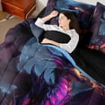 thumbnail image 4 of Homewish Animal Dragon Bedding Comforter Set 7 Pieces for Kids Children Teens,Abstract Gradient Full Bedding Set Lightweight,Black Purple Orange Fitted Sheet Flat Sheet,Ultra Soft Home Decor, 4 of 8
