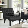 thumbnail image 2 of Andeworld Accent Chairs Set of 2 Living Room Bedroom Upholstered Tufted Curved Backrest Fabric Lounge Chair with Wood Legs（PU Black）, 2 of 6