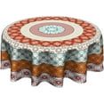 thumbnail image 1 of Boho Tablecloth Round 60 Inch - Floral Table Cloths Bohemian Circle Table Cover for Party Picnic Kitchen Dining Room, 1 of 7