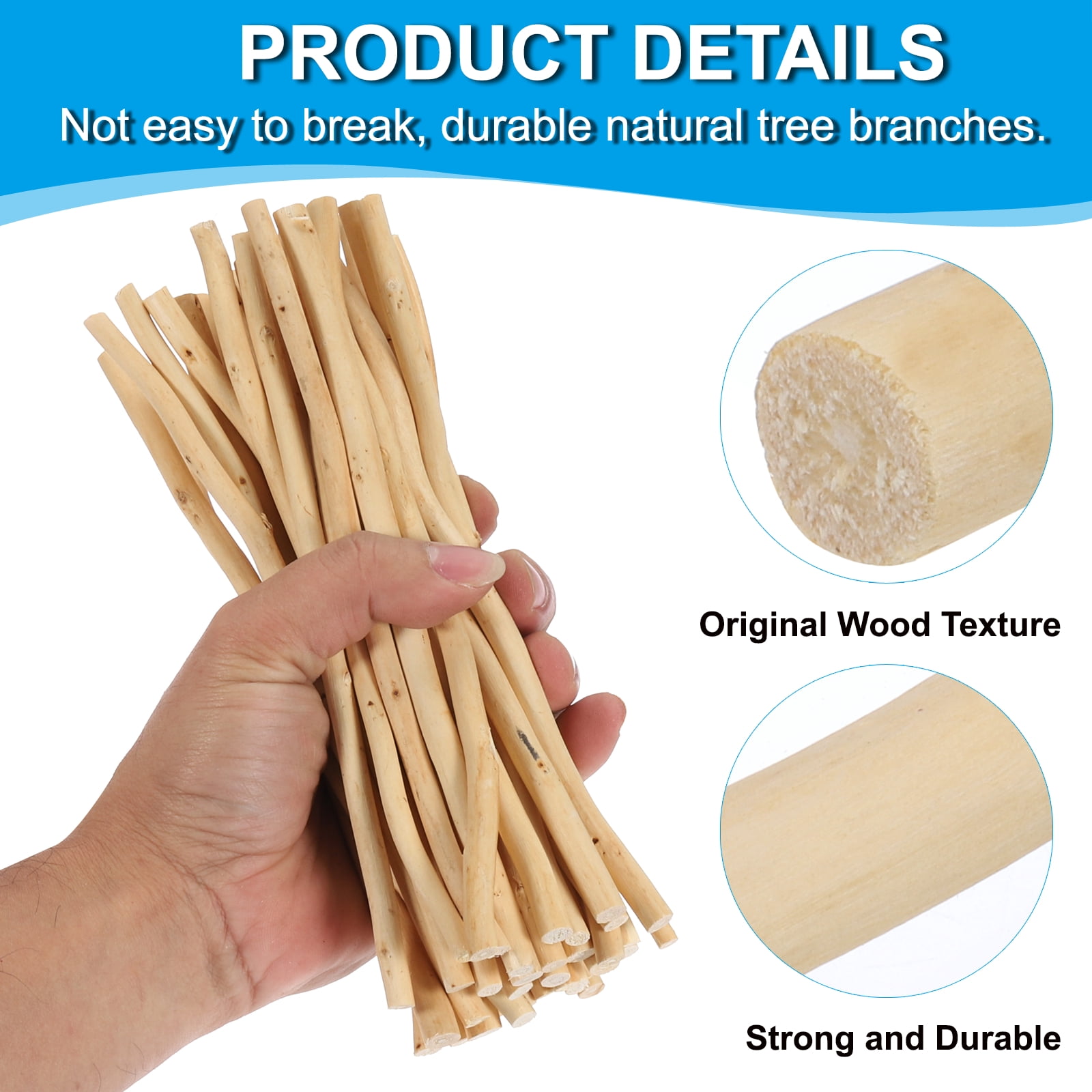 Uxcell 50 Pcs / 2 Size Wood Log Sticks, 0.2-0.5inch inch in Diameter Natural Wood Craft Sticks, Dried Wood Sticks Decorative Wood Branch Sticks for DIY Crafts Accessory Photo Props, Wood Color