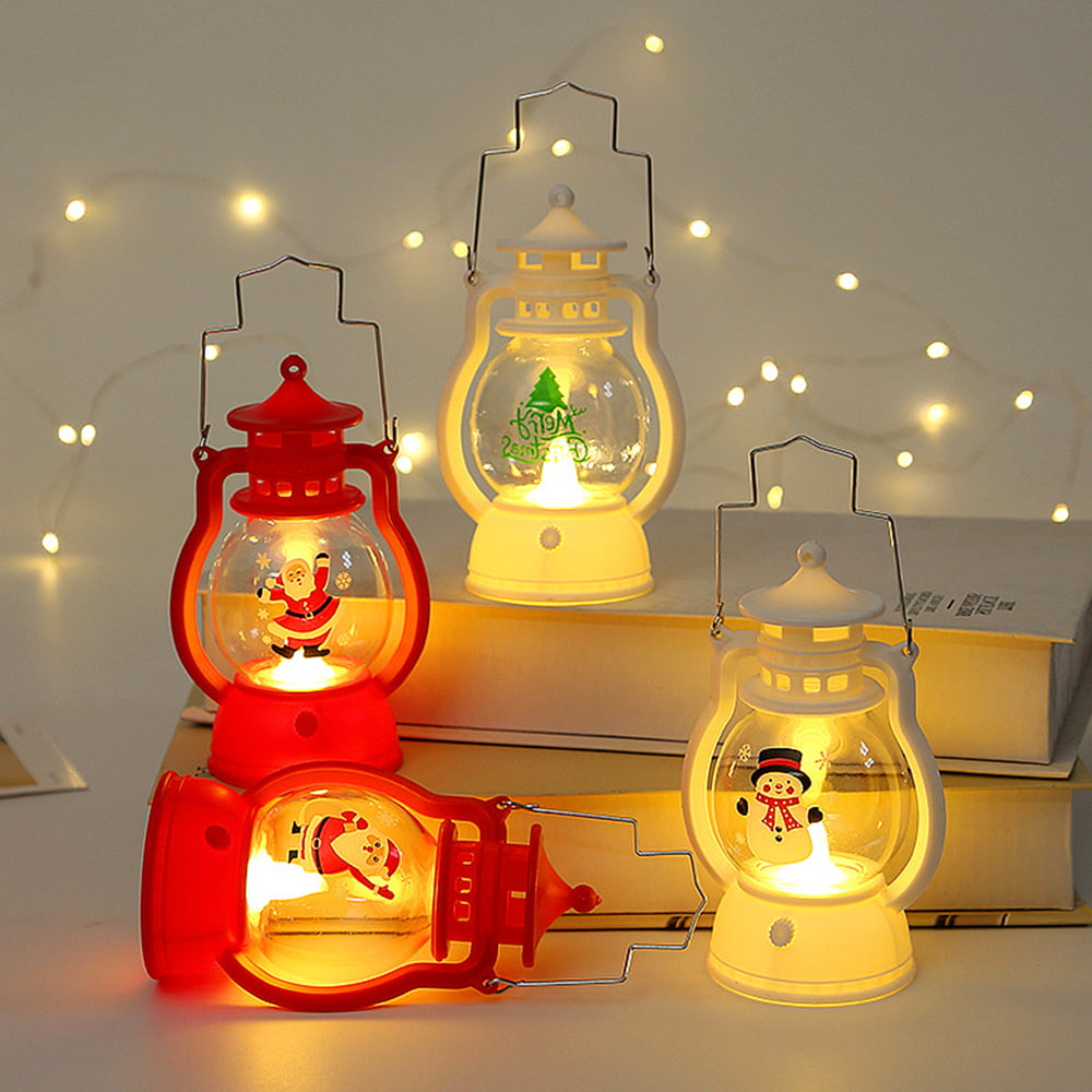 Qisiwole Retro Christmas Lanterns Decorative - Illuminated LED Battery Operated Light-emitting Lantern Portable Christmas Hanging Spherical Lights for