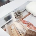 thumbnail image 5 of Vintage Rose Flower Statement Ring for Women Adjustable Open Band Stacking Rings Retro Antique Silver Exaggerated Elegant Boho Floral Wedding Promise Ring Unique Y2K Jewelry for Valentine Mother, 5 of 6