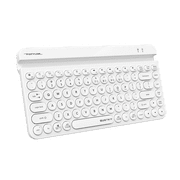 A4tech FBK30 Multi-Device QuietKey Wireless Keyboard, 2.4G and Bluetooth Dual Mode, Up to 4 Devices, Portable with Integrated Stand for Mac iOS Windows Android (Pure White)