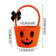 thumbnail image 2 of Halloween Candy Basket Pumpkin Woven 10.6x6.7x6.7in with Bow Handle Portable for Kids Trick or Treat Collection by OVFUIZ, 2 of 9