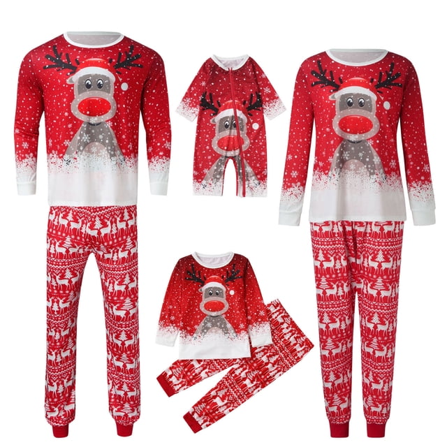 Pijamas de Navidad Para Mujeres de La Familia Mamá Impreso Top + Pantalones Conjunto de Navidad A Juego Odeerbi ODB188226