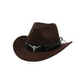 thumbnail image 2 of Classic Western Cowboy Hat Cowgirl Hat Unisex Men's & Women's Wide Brim Fedora Hat Classic Vintage Bowler Hat for Adults, 2 of 7