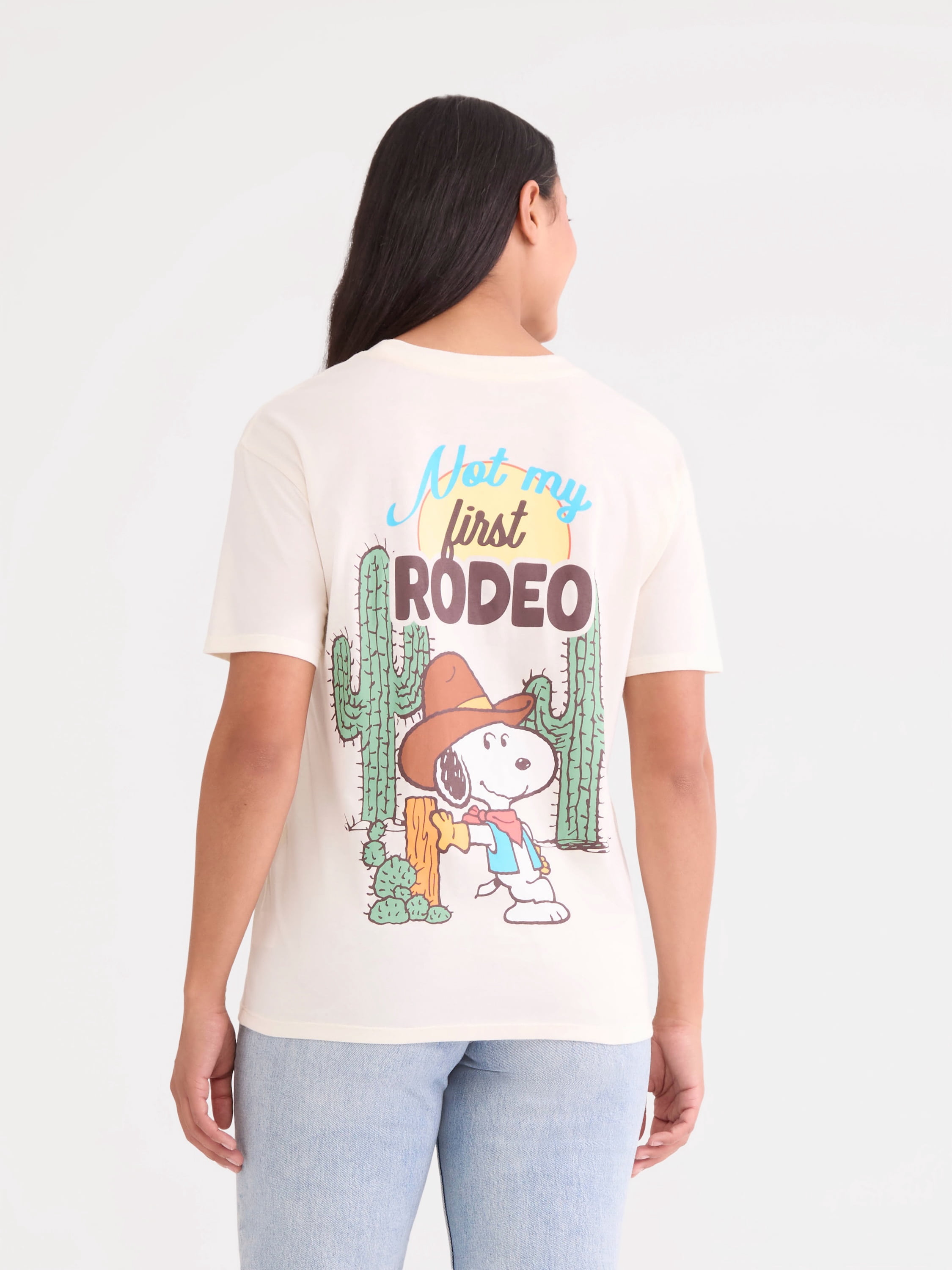 Peanuts Women’s Cowboy Snoopy Graphic Tee, Sizes XXS-XXL