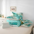 thumbnail image 6 of Castle Fairy Gradient Abstract Marble 7 Pieces Bedding Comforter Set for Teens Boys Girls,Teal Golden Grey Full Bedding Set Lightweight,Marbling Watercolor Fitted Sheet Flat Sheet, 6 of 8
