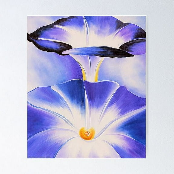 Art Of Georgia O'Keeffe Blue Morning Glories Poster Wall Art, Modern Wall Decor For Living Room Bedroom, 8x12 UNFRAMED