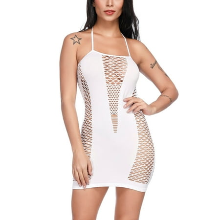 Floleo Sexy Lingerie For Women Clearance Sexy Womens Lingerie Fishnet Seamless Mesh Netting Chemise Hollow Out Perspective Babydoll Dress Sleepwear Nightwear Nightdress