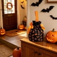 thumbnail image 5 of Trick Or Treat Drawstring Halloween Candy Bucket Bag, Gothic Spooky Tabletop Candy Station Decor, Reusable Polyester Treat Tote for Entryway and Porch Seasonal Displays, 5 of 6