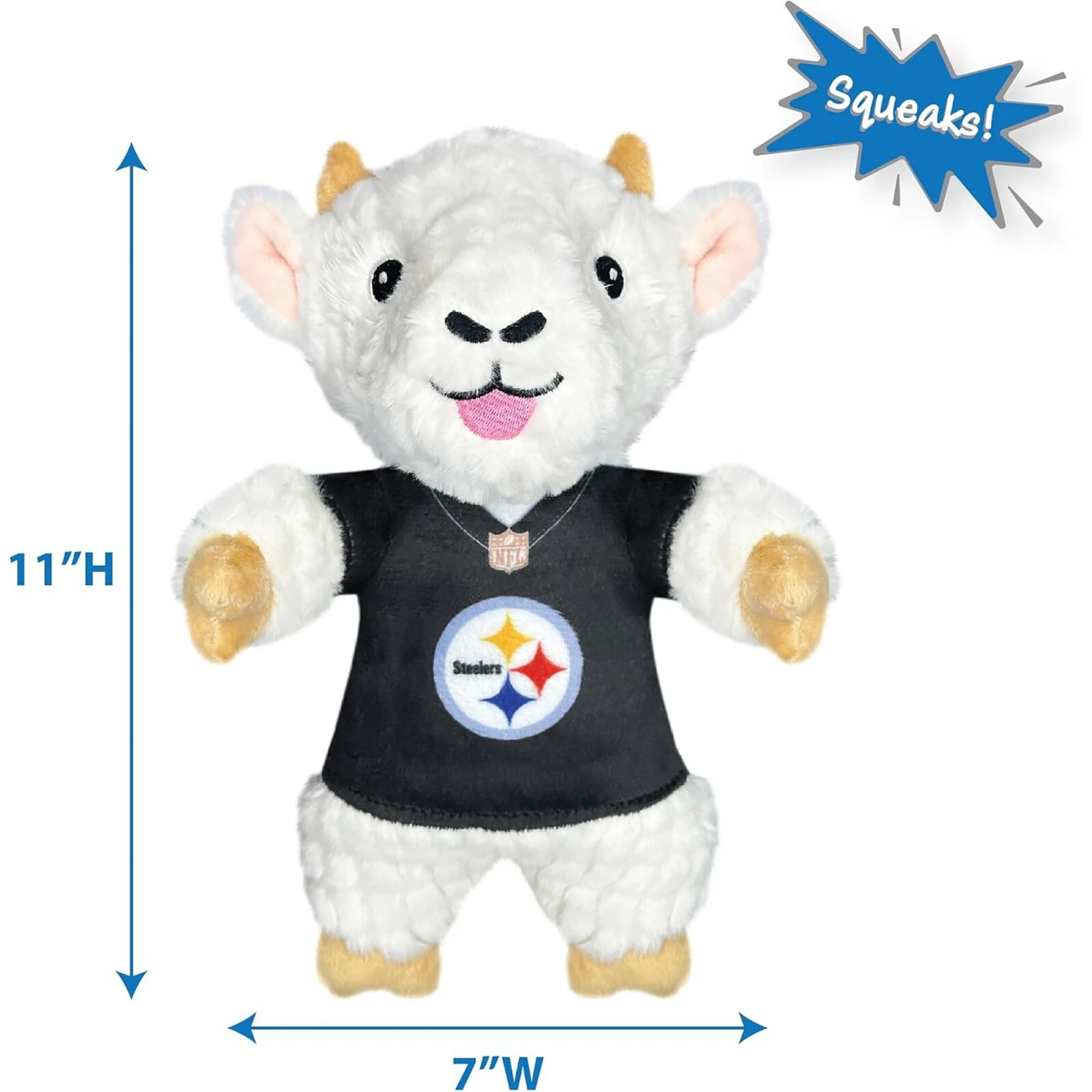 Pets First NFL Goat Plush Toys for Dogs & Cats Dog Chew Toys with Inner Squeaker